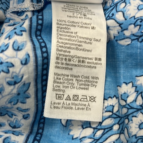 J Crew Factory Cotton Blue Paisley Artist Peasant Top Sz XS Lightweight Vacation - Picture 13 of 15